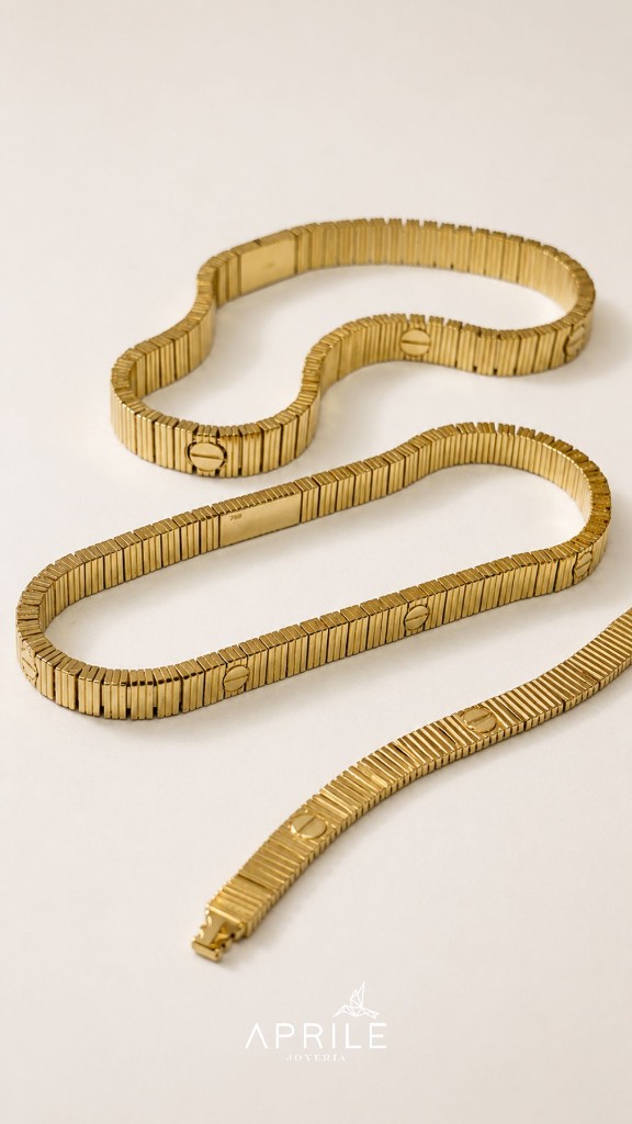 Pulsera de tornillos flexible en oro italiano de 18k